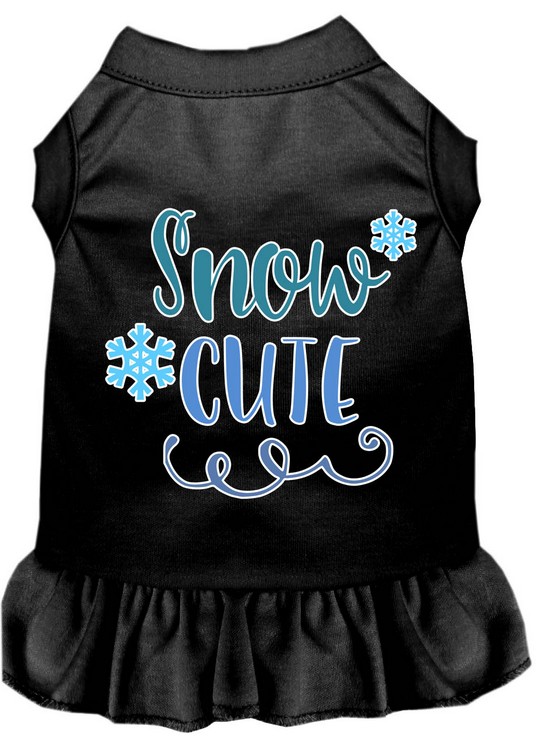 Snow Cute Screen Print Dog Dress Black 4X